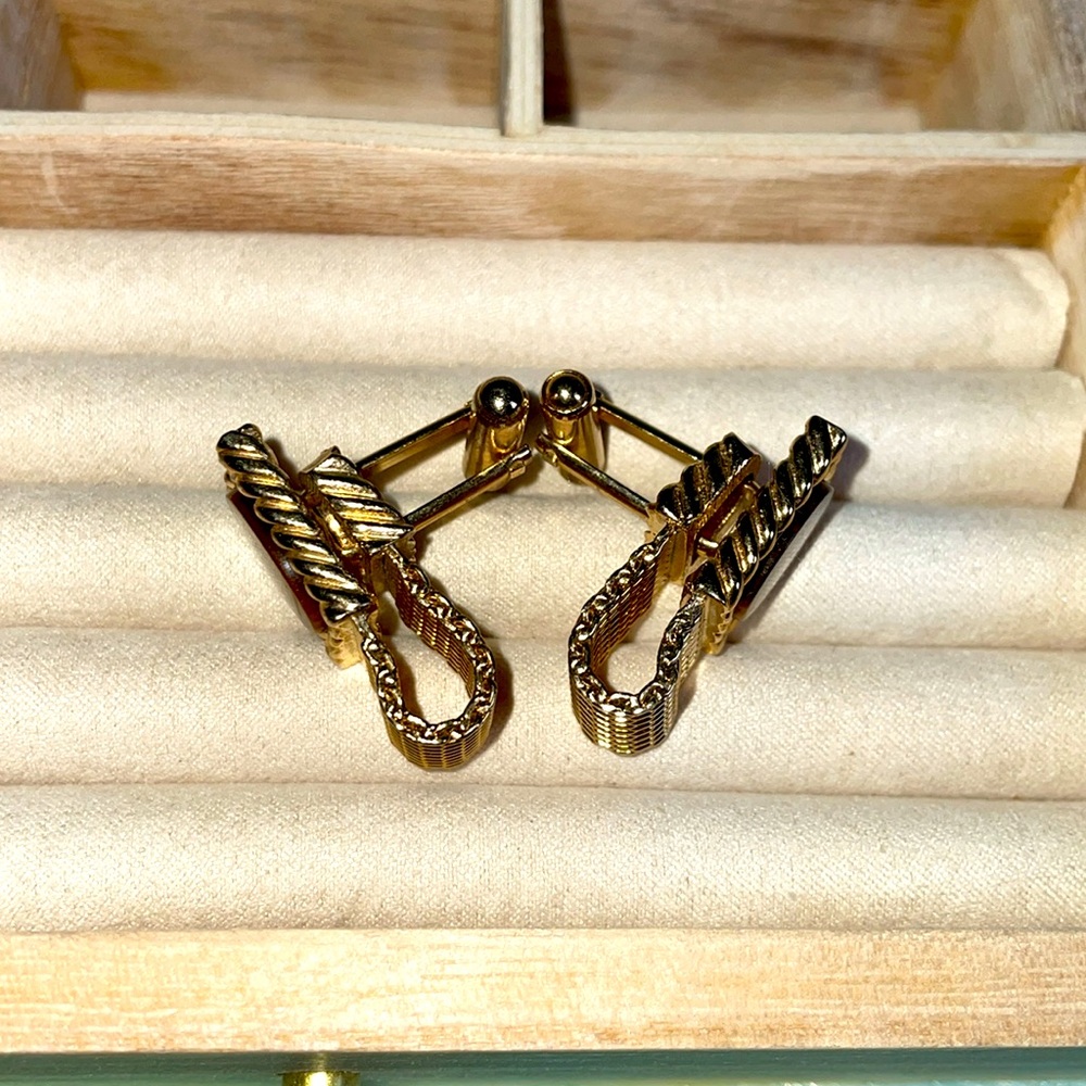 Vintage Genuine Tigers Eye Gemstone Cuff Links. - Picture 3 of 8